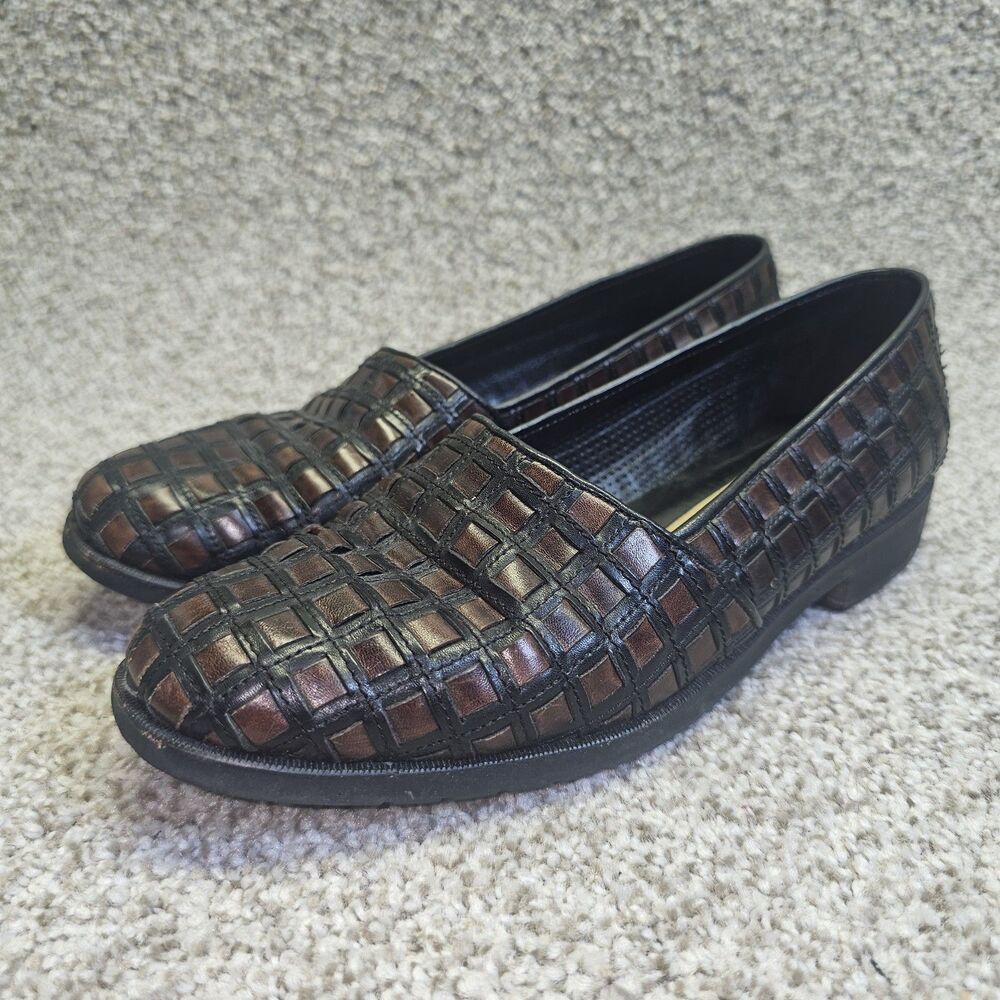 Vintage Cole Haan Women's Brown Leather Woven Shoes Size 6 1/2B‎ Made in Italy
